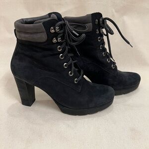 Paul Green Black Lace-Up Ankle Boots